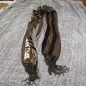 Velvet and sheer brown fringed scarve